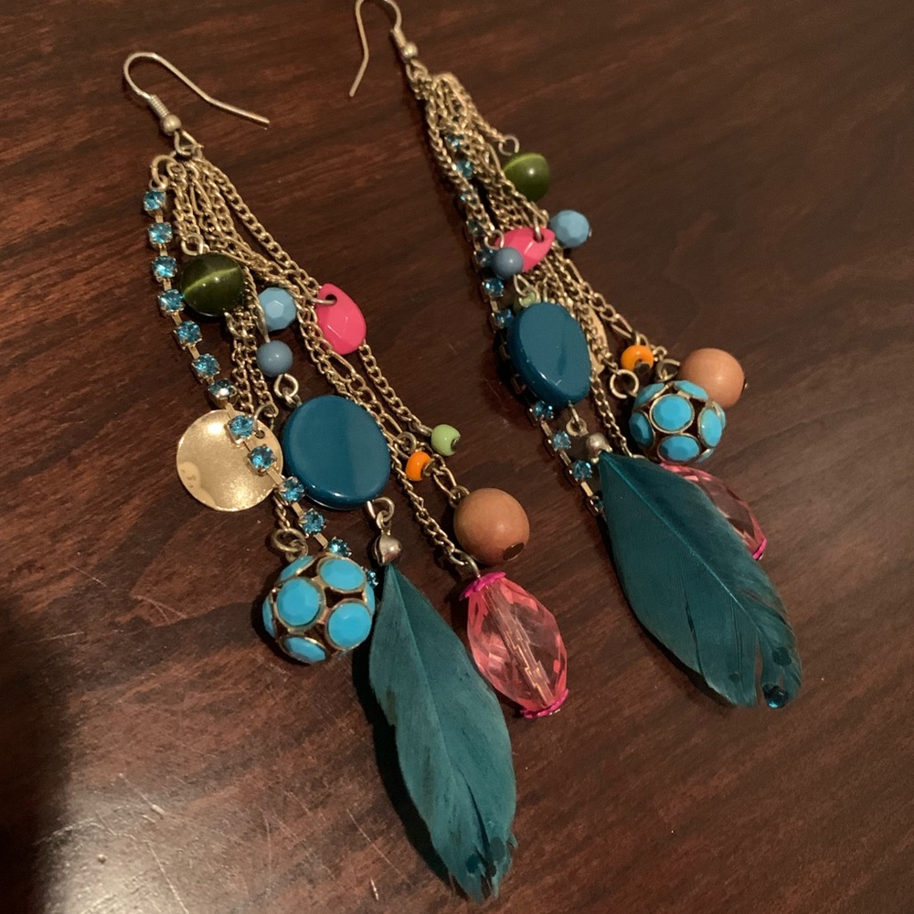 Feather Beaded Earrings